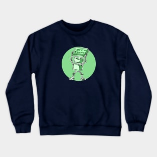 Robot Holding Drum Machine Green Tint Crewneck Sweatshirt